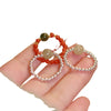 Elastic Beaded Ring with Pearl or Stone Accents