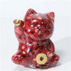Lucky Cat Crystal Figurine, Resin Decor