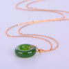 Green Jade Peace Buckle Necklace with Gold Tone Chain