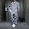 Men's Linen Tang Suit Set with Frog Buttons