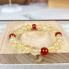 Citrine and Red Agate Bracelet with Moon Charm