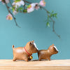 Carved Wood Cat Figurine with Bell - Cute Animal Desk Decoration