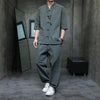 Men's Linen Tang Suit Set with Frog Buttons