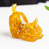 Resin Cat Figurine with Crystal Gravel, Desk Decor