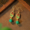 Chinese Enamel Flower Drop Earrings
