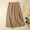 Cotton Linen A-Line Skirt with Pockets, High Waist Midi Skirt