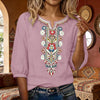 Women's Embroidered Boho T-Shirt, Spring Cotton Blend Top