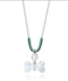 Chalcedony Cat Ear Pendant Necklace with Peace Buckle