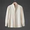 Men's Solid Fall Long Sleeve Hidden Half Button Design Men's Shirts