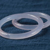 Natural Chalcedony Bangle White with Purple Tint Round Bar Bracelet