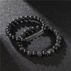 Frosted Lava Rock Bracelet Set with Crown Charm