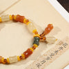 Natural Golden Silk Jade Gourd Wealth Charm Bracelet