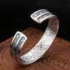 925 Sterling Silver Deer Open Cuff Bracelet with Engraved Patterns