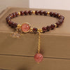 Garnet Butterfly Bracelet with Gold-Tone Charm