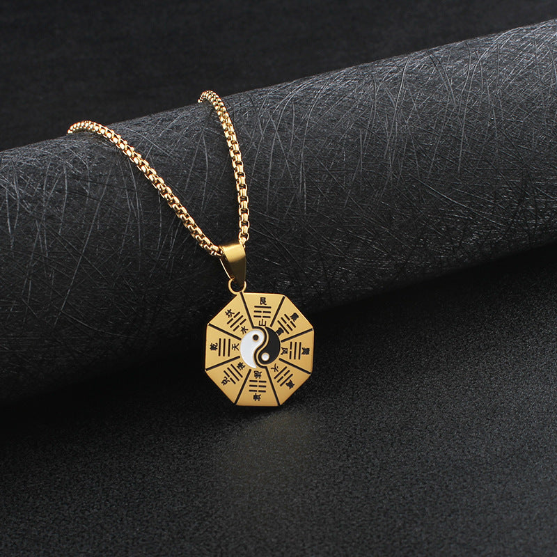 Bagua Yin Yang Titanium Steel Balance Necklace Pendant