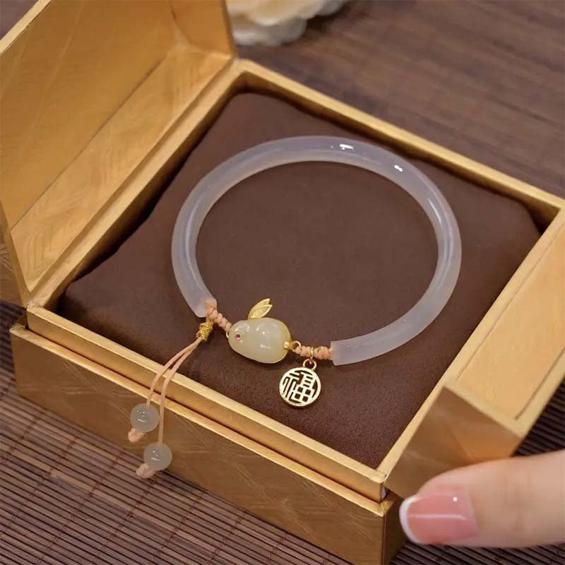Interlocking Peace Buckle Bracelet, Faux Jade Beads