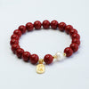 Cinnabar Rose Bracelet with Gold-Tone Accents