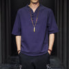 Men's Linen Short Sleeve Shirt Casual Summer Half Sleeve T-Shirt