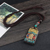 Ebony Wood Pendant Necklace with Buddhist Symbols