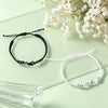 Yin Yang Bracelet Set for Couples, Black and White Adjustable Cord