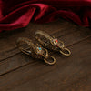 Brass Dragon Keychain with Spring Lock, Red or Blue Stone