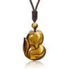 Carved Fox Crystal Pendant Necklace