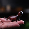 Hand-Carved Rainbow Wood Cat Figurine