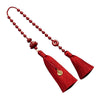 Red cinnabar car hanging ornament with double lotus beads and two long red tassels