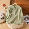 Embroidered Cotton Linen Chinese Frog-Button Shirt