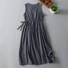 Women's Summer Sleeveless Dress Vintage Plaid Midi Style
