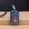 Ebony Wood Pendant Necklace with Buddhist Symbols
