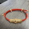 Geometric Copper Charm Bracelet with Red String