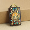 Tibetan Thangka Pendant Necklace, Handmade Ebony Wood