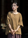 Women's Half Sleeve Linen Look T-shirt Tee