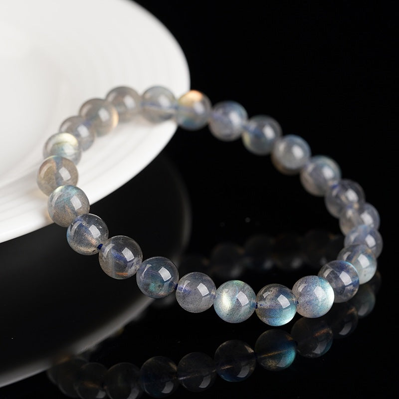 Moonstone Beads Bracelet Blue Flash Labradorite
