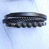 Men's Multi-Layer Leather Bracelet with Stone Beads