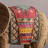 Resin Elephant Figurine with Woven Texture and Colorful Saddle