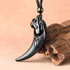 Natural Black Jade Dragon Tooth Pendant Necklace