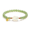 Jade Rabbit Beaded Bracelet with Coin Charm