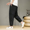 Men's Harem Pants with Chinese Frog Buttons, Vintage Drawstring Trousers