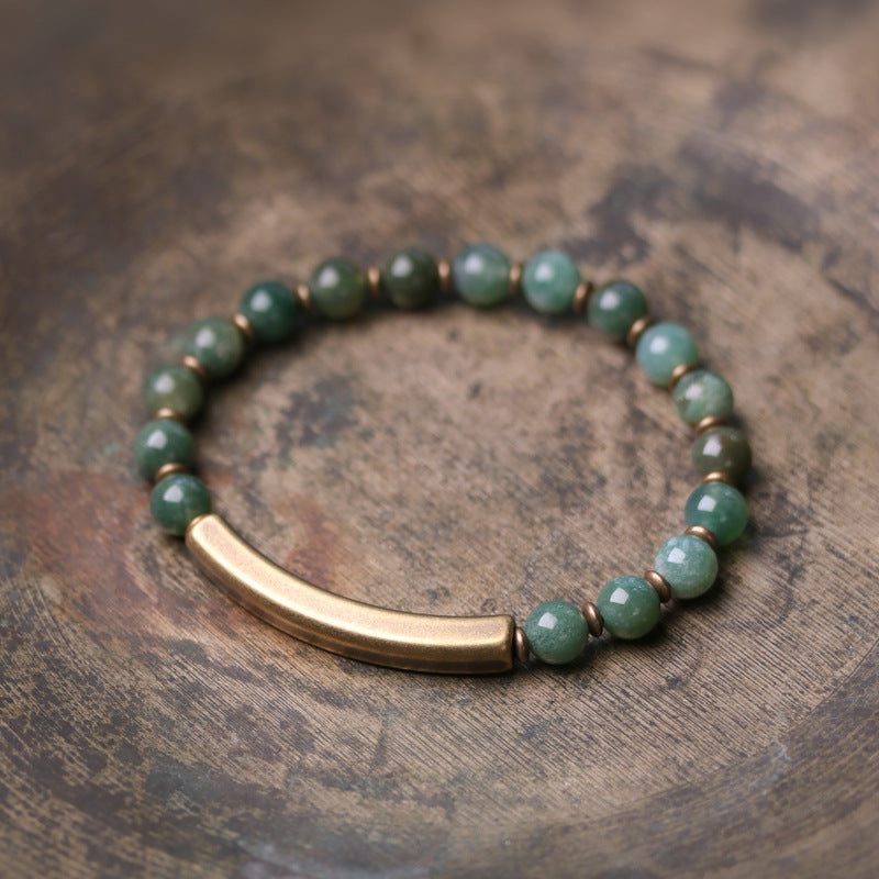 Red Jasper Moss Agate Black Obsidian Peace Couple Bracelet
