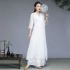 Women's Meditation Cloth Hanfu Style Midi Dress Wide Leg Pants