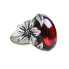 Vintage Flower Ring with Faux Agate Stone, Adjustable