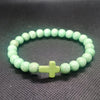 Cross Charm Beaded Bracelet with Stone or Lava Rock