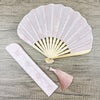 Embroidered Bamboo Hand Fan with Tassel and Case