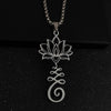 Lotus and Seed Syllable Necklace or Keychain in Stainless Steel