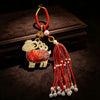 Song Brocade Sheep Keychain with Pearl Tassel
