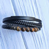 Men's Multi-Layer Leather Bracelet with Stone Beads