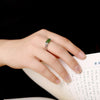 Retro Oval Openwork Adjustable Ring with Faux Gemstone