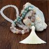 Natural Jade and Gemstone Mala Necklace with Tassel